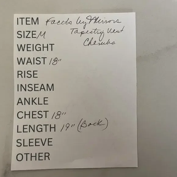 Facets by Mirrors Vintage Tapestry Vest Women M Black Cherubs Angels Satin Back - Picture 7 of 7